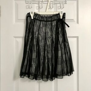 Y2K Costa Blanca Skirt Size 4/S Offset Ribbon Bow Sheer Black White